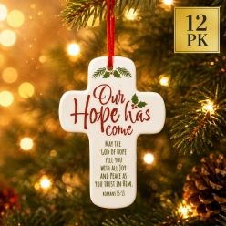 Religious Hope Ceramic Christmas Ornament-12 Pack